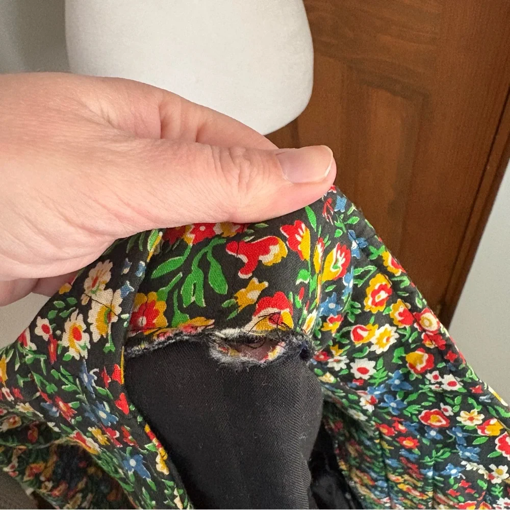 Vintage Handmade 1970s Small ? Boho Cottagecore Floral Hippie Quilted Jacket - Picture 6 of 6